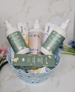 CESTA BEBE BIO EBERS( Gel-Champu Baby - Leche Corporal Baby- Crema Pañal- Clarac colonia 500ml-Pañal DoDoT)