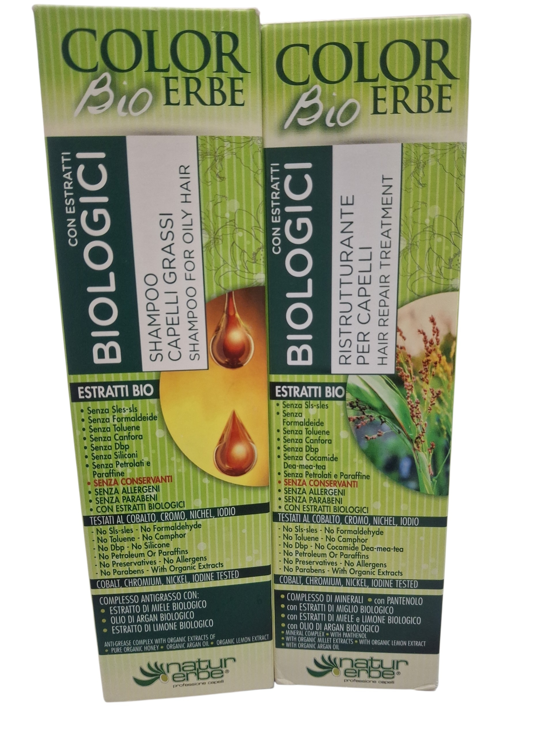 PACK COLOR BIO ERBE: CHAMPÚ CABELLO GRASO + Reestructurante Capilar